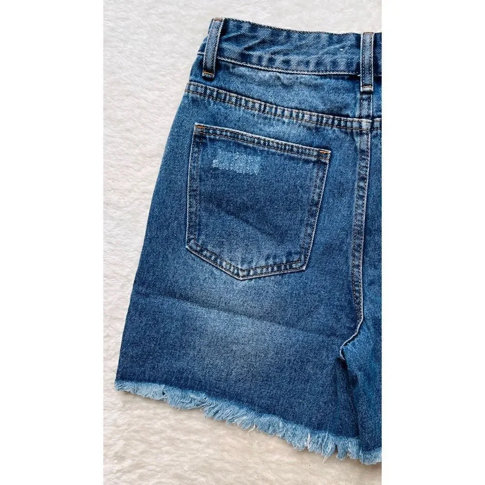 NWT superdown Lennon Distressed Mid Short in Dark Blue, Size 27